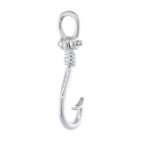 20mm Fishermans Barbed Hook and Knot Fishing Charm in Sterling Silver