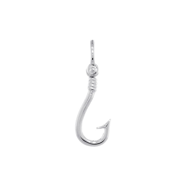 16mm Fishermans Barbed Hook and Knot Fishing Charm in Sterling Silver