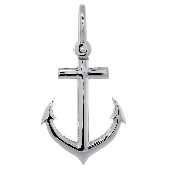 31mm Anchor Charm with Wave Pattern in Sterling Silver