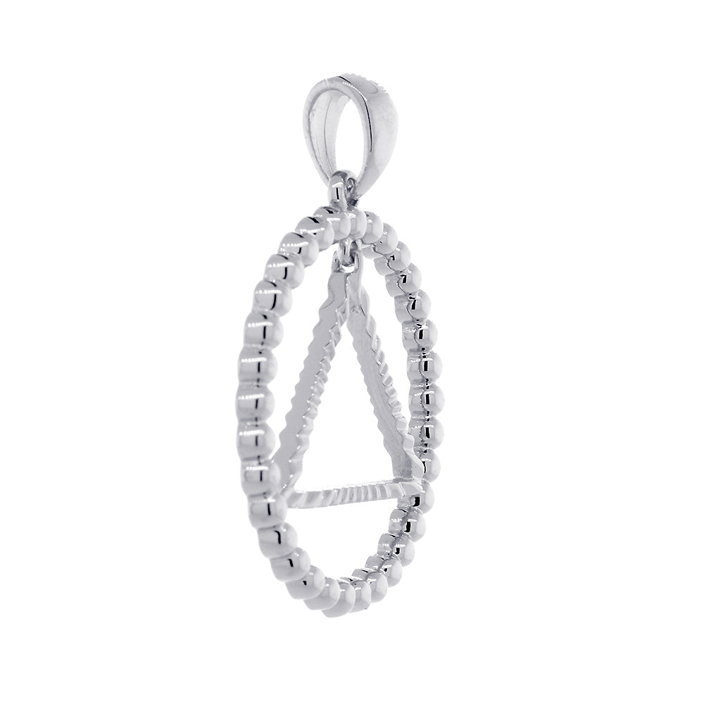 25mm AA Sobriety Charm Beaded Circle and Diamond Cut Movable Triangle in Sterling Silver