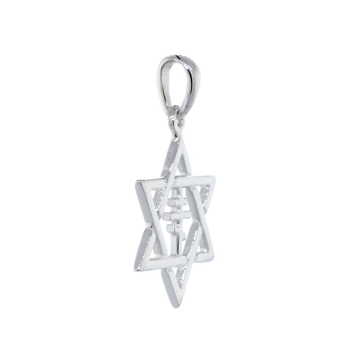 17mm Messianic Jewish Star of David and Russian Orthodox Cross Charm in Sterling Silver