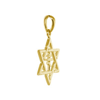17mm Messianic Jewish Star of David and Russian Orthodox Cross Charm in 14k Yellow Gold