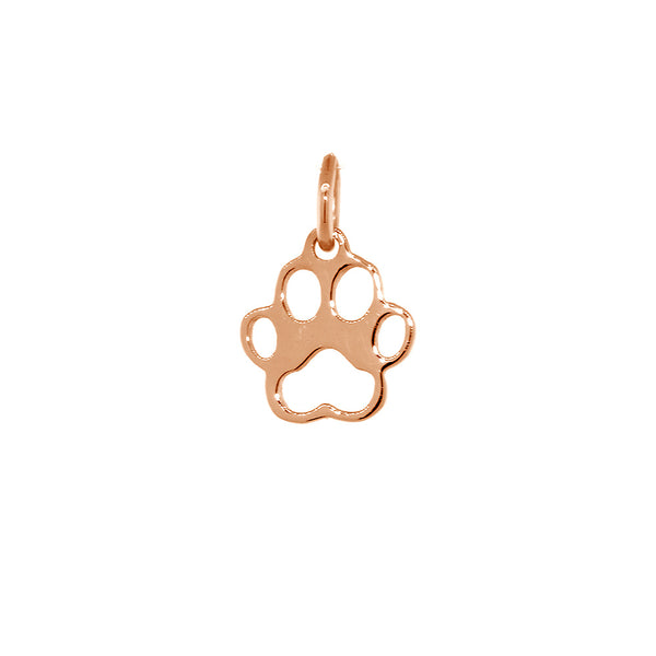 8mm Open Dog Paw Charm in 14k Pink, Rose Gold