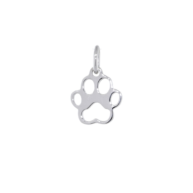 8mm Open Dog Paw Charm in 14k White Gold