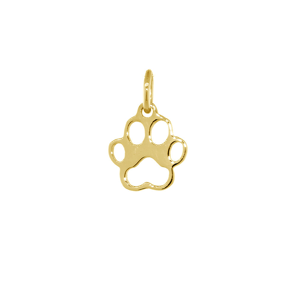 8mm Open Dog Paw Charm in 14k Yellow Gold