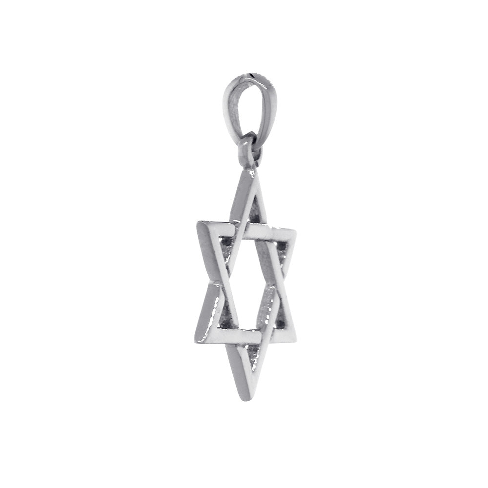 17mm Thin Jewish Star of David Charm in Sterling Silver