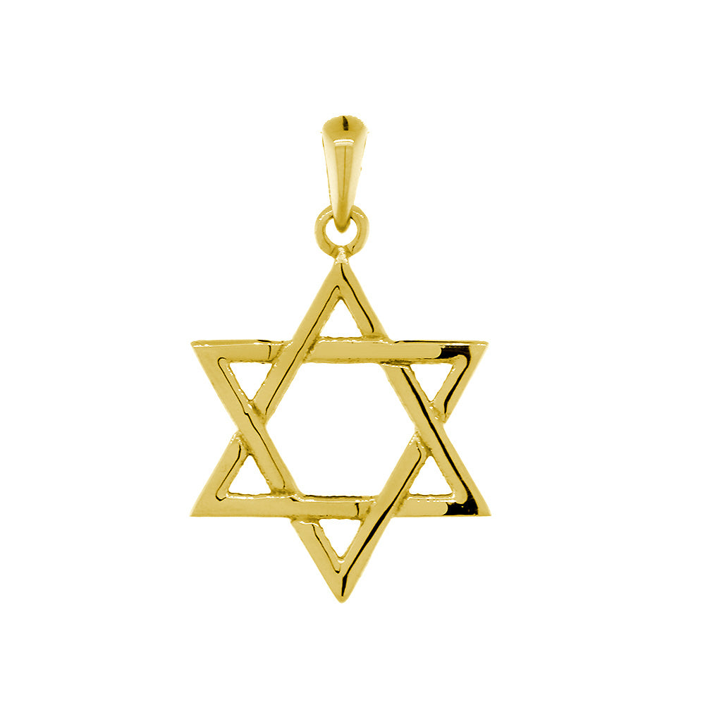 17mm Thin Jewish Star of David Charm in 14k Yellow Gold