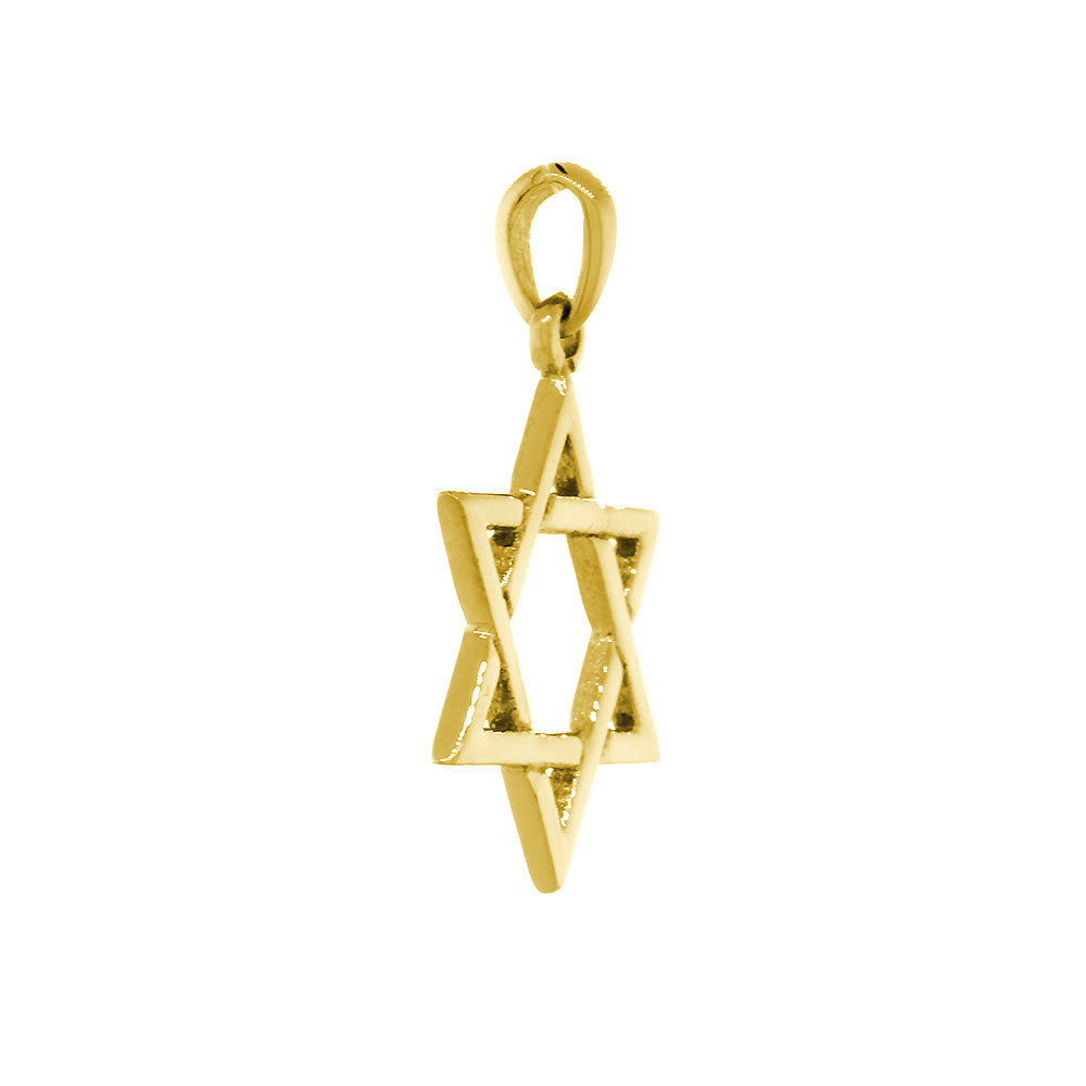 17mm Thin Jewish Star of David Charm in 18k Yellow Gold
