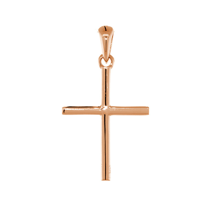 18mm Thin Cross Charm in 14k Pink, Rose Gold
