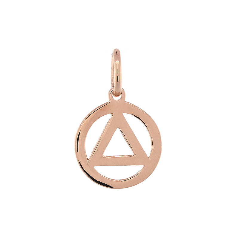 10mm AA Alcoholics Anonymous Sobriety Charm in 14k Pink, Rose Gold