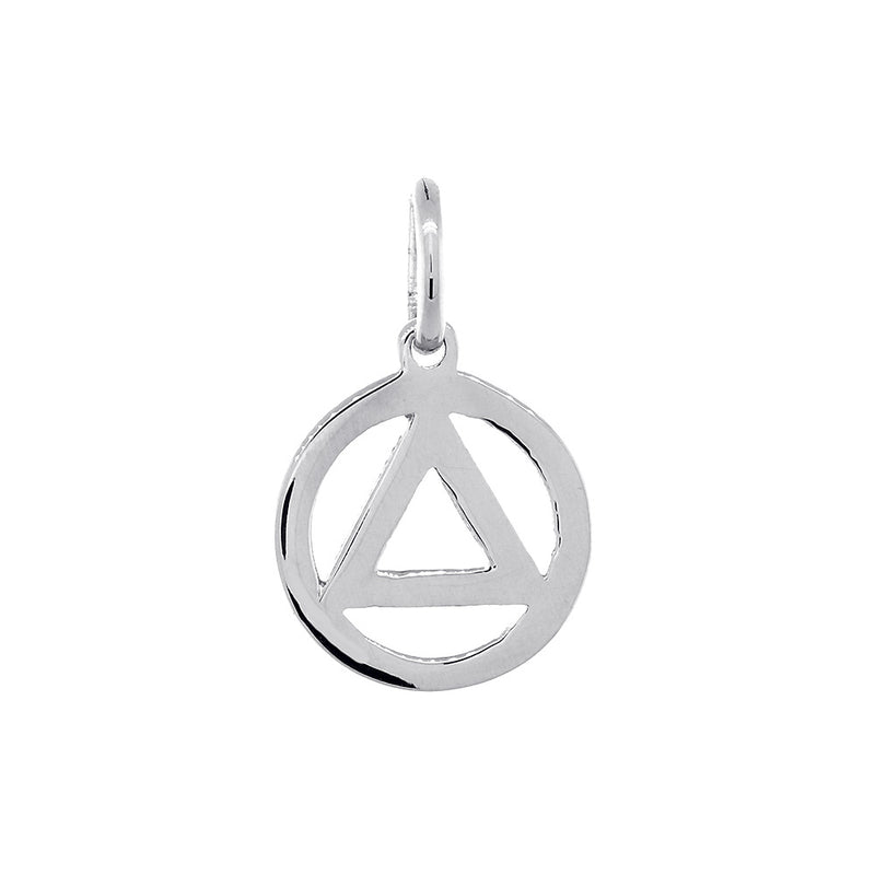 10mm AA Alcoholics Anonymous Sobriety Charm in 14k White Gold