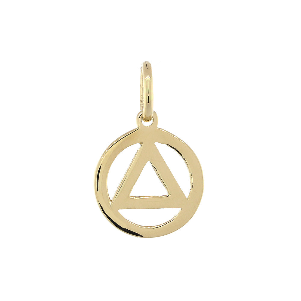 10mm AA Alcoholics Anonymous Sobriety Charm in 14k Yellow Gold