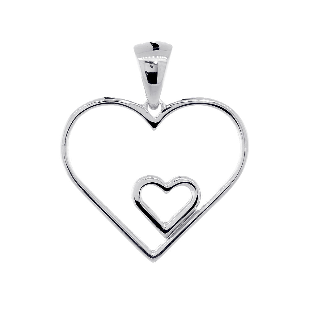 19mm Open Double Heart Charm in 14K White Gold