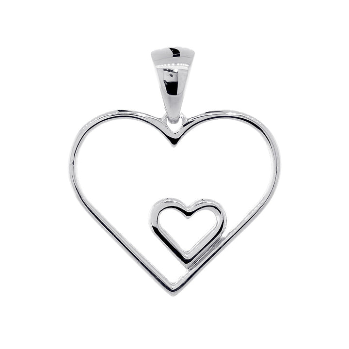 19mm Open Double Heart Charm in 14K White Gold