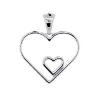 19mm Open Double Heart Charm in 14K White Gold
