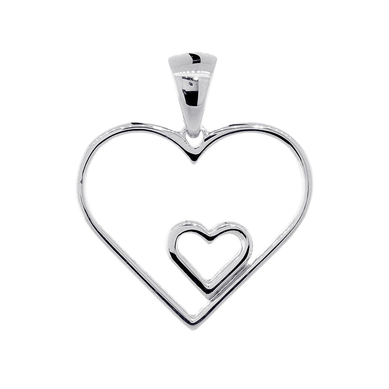 19mm Open Double Heart Charm in 14K White Gold