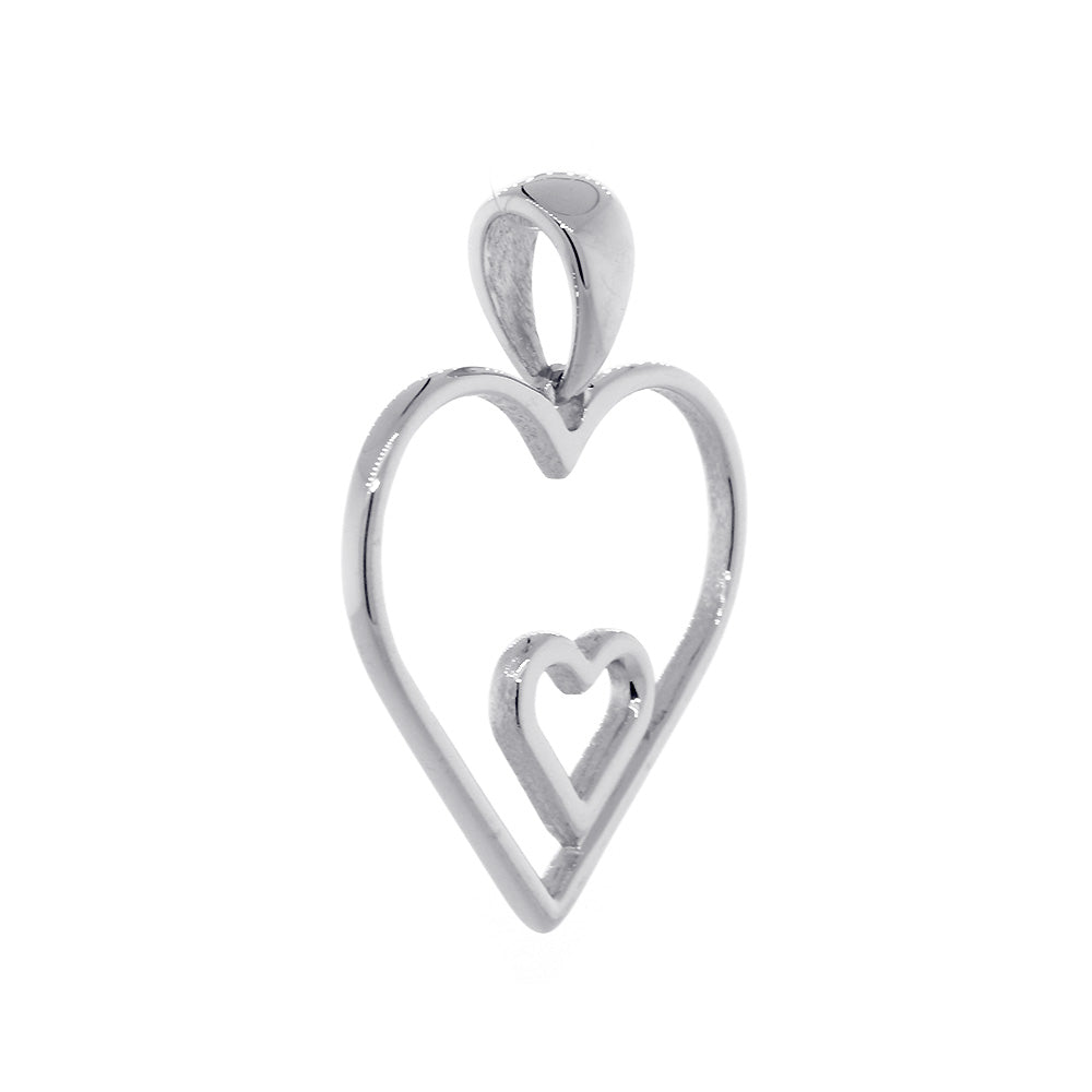 19mm Open Double Heart Charm in 14K White Gold