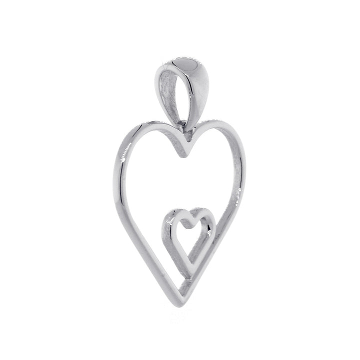 19mm Open Double Heart Charm in 14K White Gold