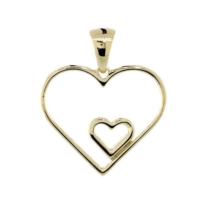 19mm Open Double Heart Charm in 14K Yellow Gold