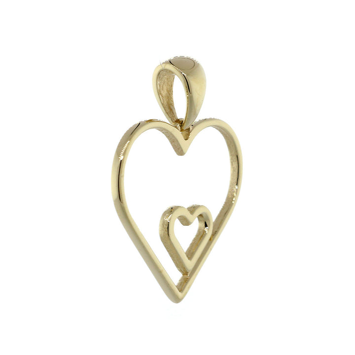 19mm Open Double Heart Charm in 14K Yellow Gold