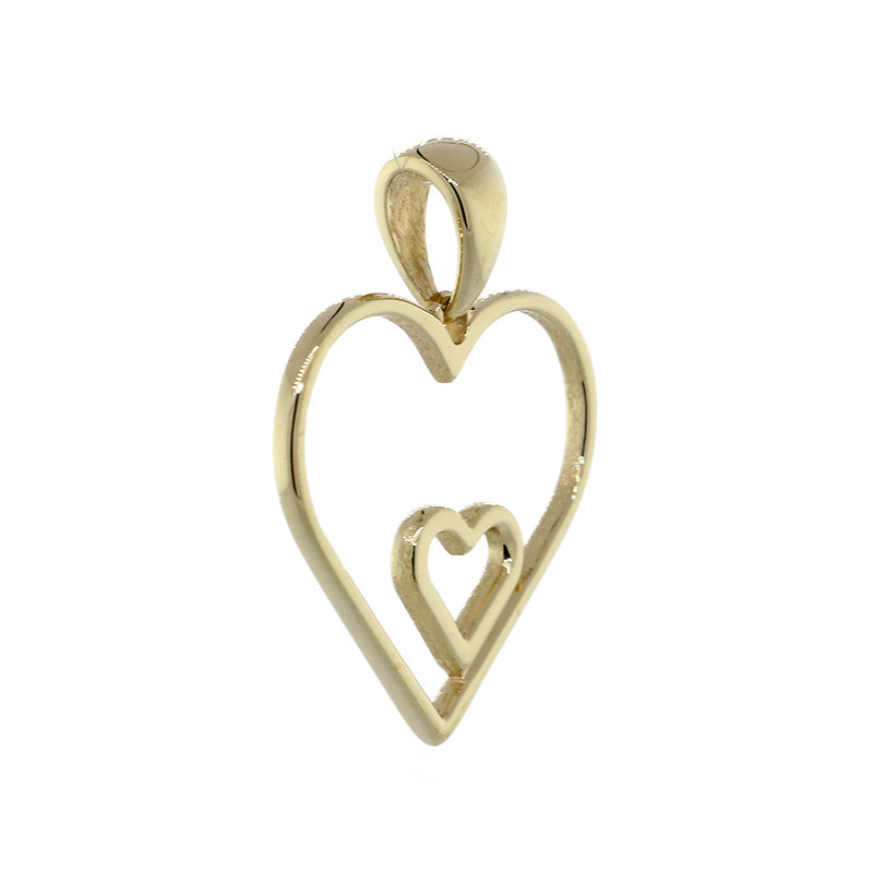 19mm Open Double Heart Charm in 14K Yellow Gold