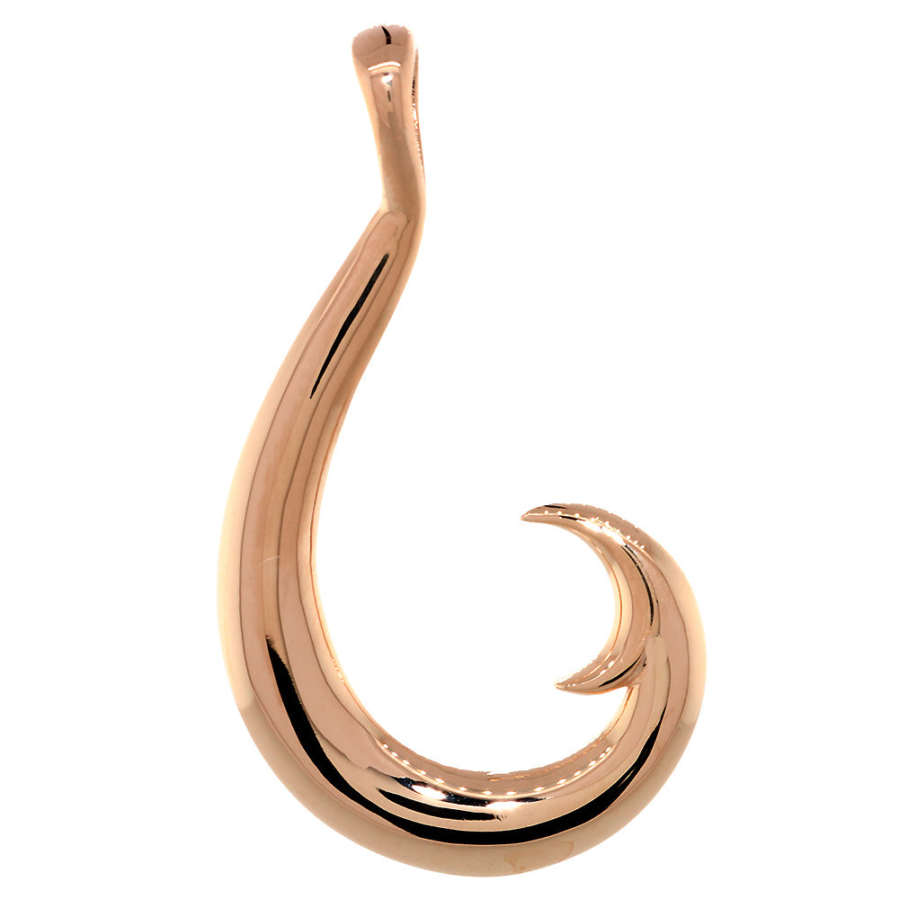 Mens or Ladies 45mm Smooth Fish Hook Charm in 14k Pink, Rose Gold