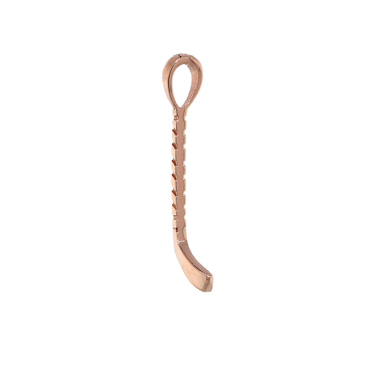 17mm Right Handed Ice Hockey Stick Charm in 14k Pink, Rose Gold