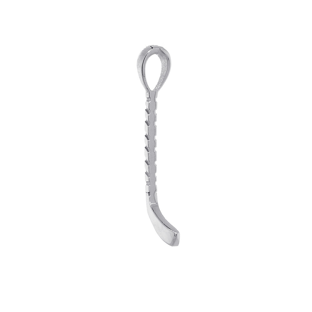 17mm Right Handed Ice Hockey Stick Charm in Sterling Silver