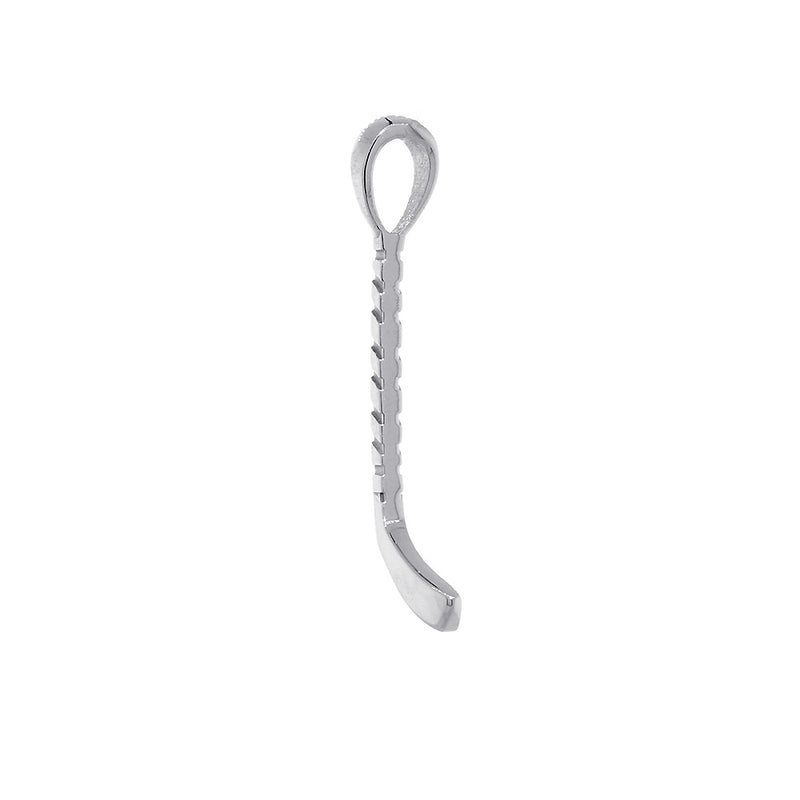 17mm Right Handed Ice Hockey Stick Charm in 14k White Gold