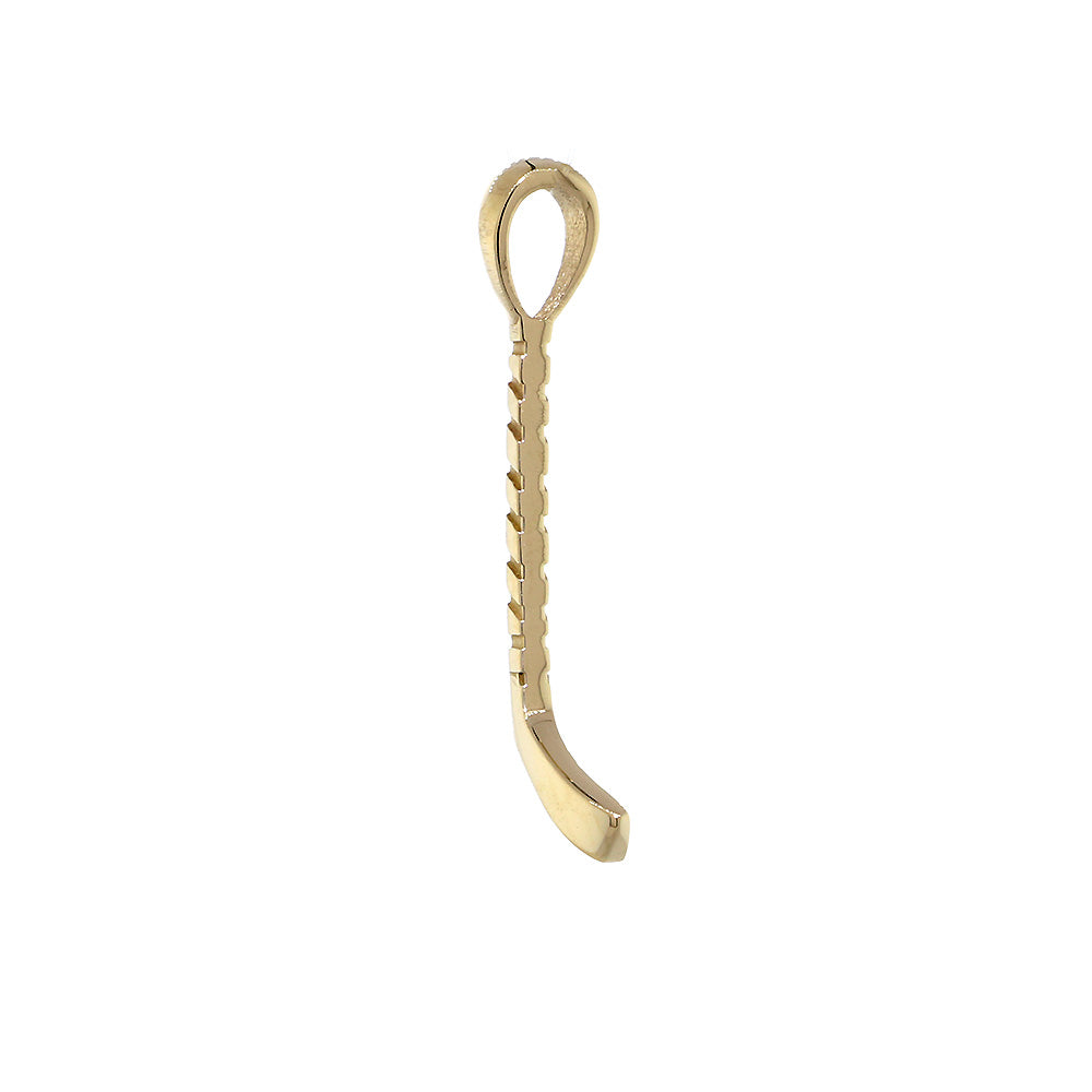 17mm Right Handed Ice Hockey Stick Charm in 18k Yellow Gold