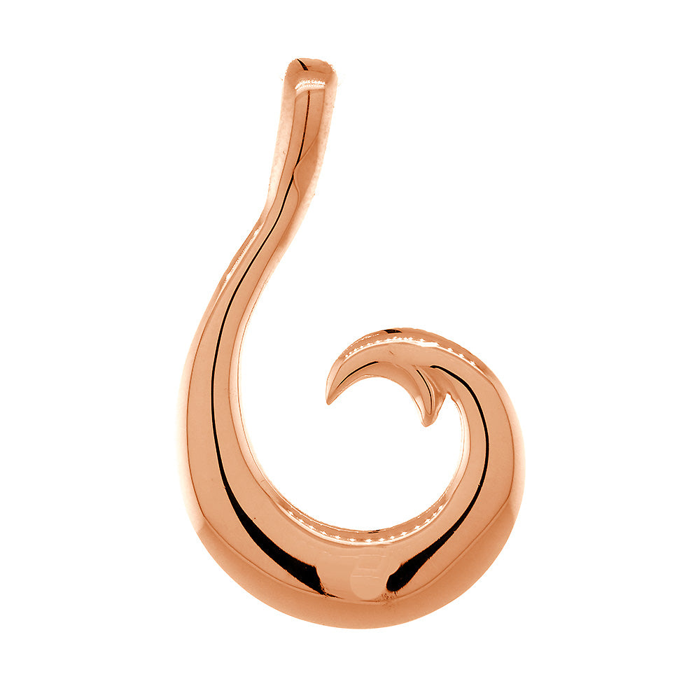 Mens or Ladies 35mm Smooth Fish Hook Charm in 14k Pink, Rose Gold