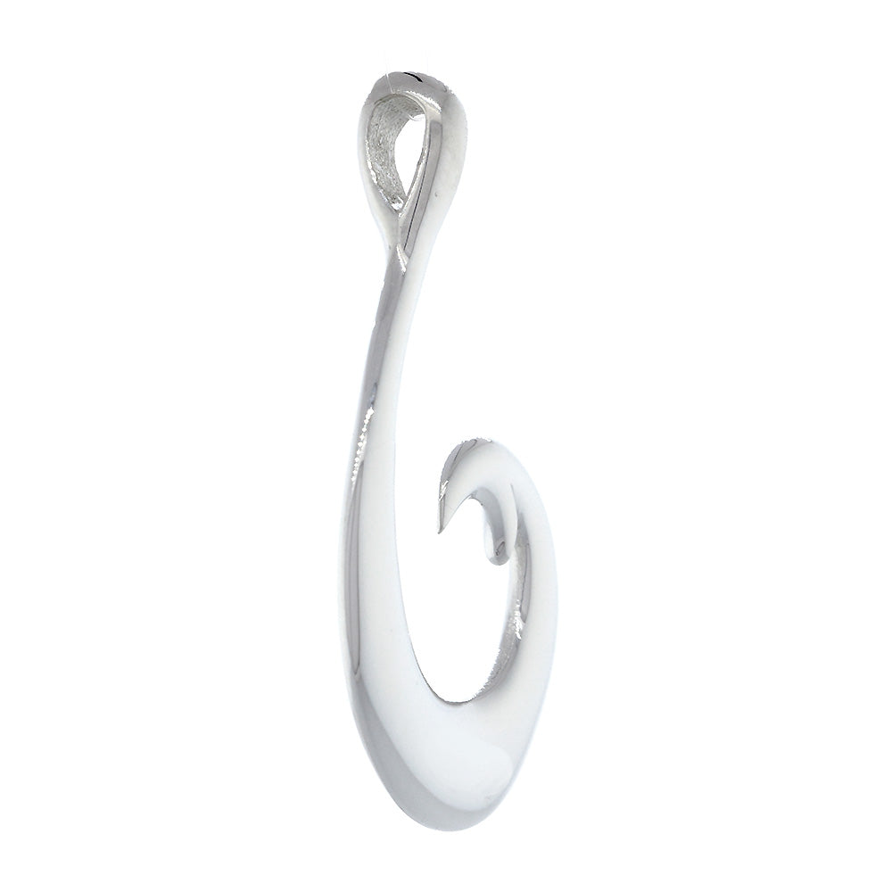 Mens or Ladies 35mm Smooth Fish Hook Charm in Sterling Silver