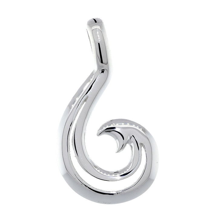 Mens or Ladies 35mm Open Smooth Fish Hook Charm in Sterling Silver