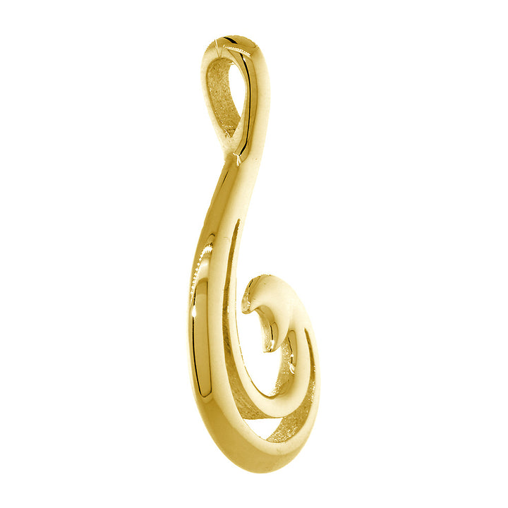 Mens or Ladies 35mm Open Smooth Fish Hook Charm in 14k Yellow Gold