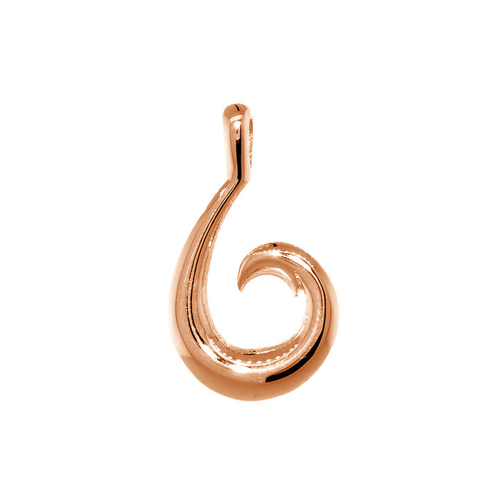 20mm Smooth Fish Hook Charm in 14k Pink, Rose Gold