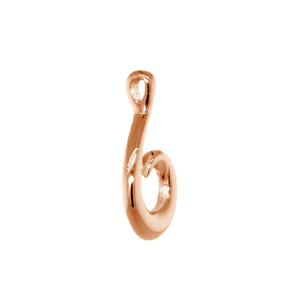 20mm Smooth Fish Hook Charm in 14k Pink, Rose Gold