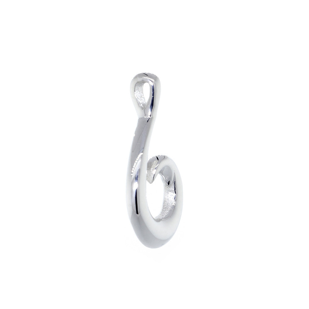 20mm Smooth Fish Hook Charm in 14k White Gold