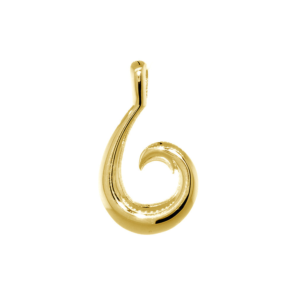 20mm Smooth Fish Hook Charm in 14k Yellow Gold