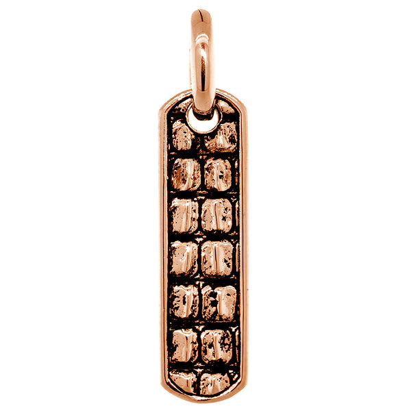 34mm Slim Tag Charm with Alligator Texture on Both Sides in 14k Pink, Rose Gold