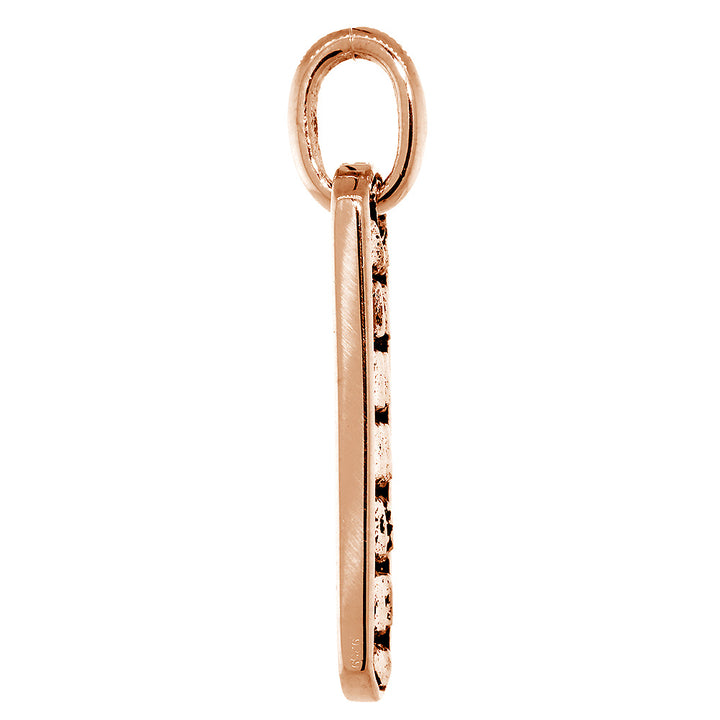 34mm Slim Tag Charm with Alligator Texture on Both Sides in 14k Pink, Rose Gold