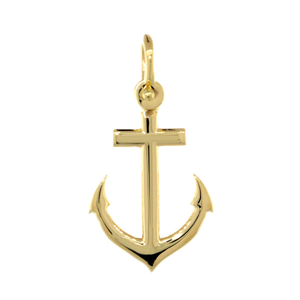 19mm Anchor Charm in 14k Yellow Gold