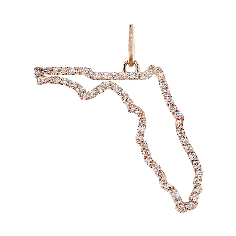 26mm Diamond Open State of Florida Pendant, 0.55CT in 14k Pink, Rose Gold
