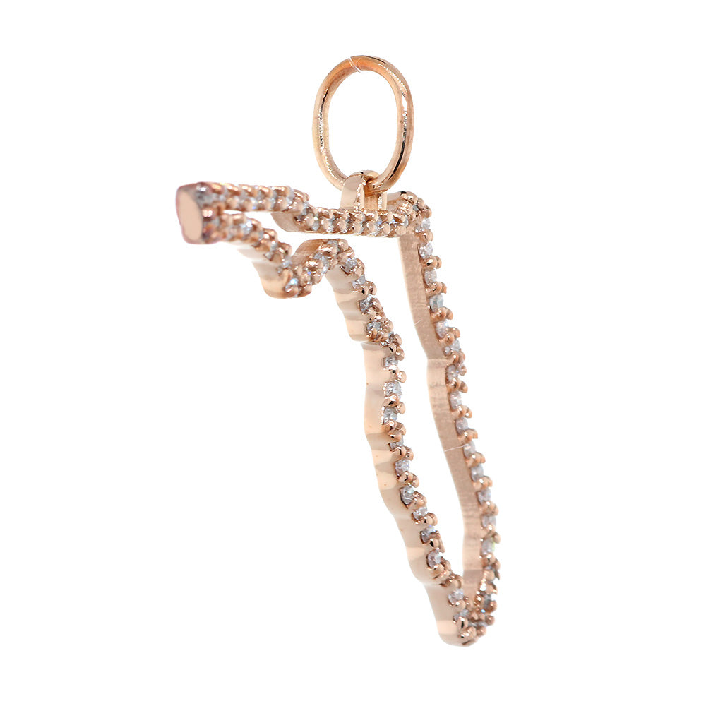 26mm Diamond Open State of Florida Pendant, 0.55CT in 14k Pink, Rose Gold