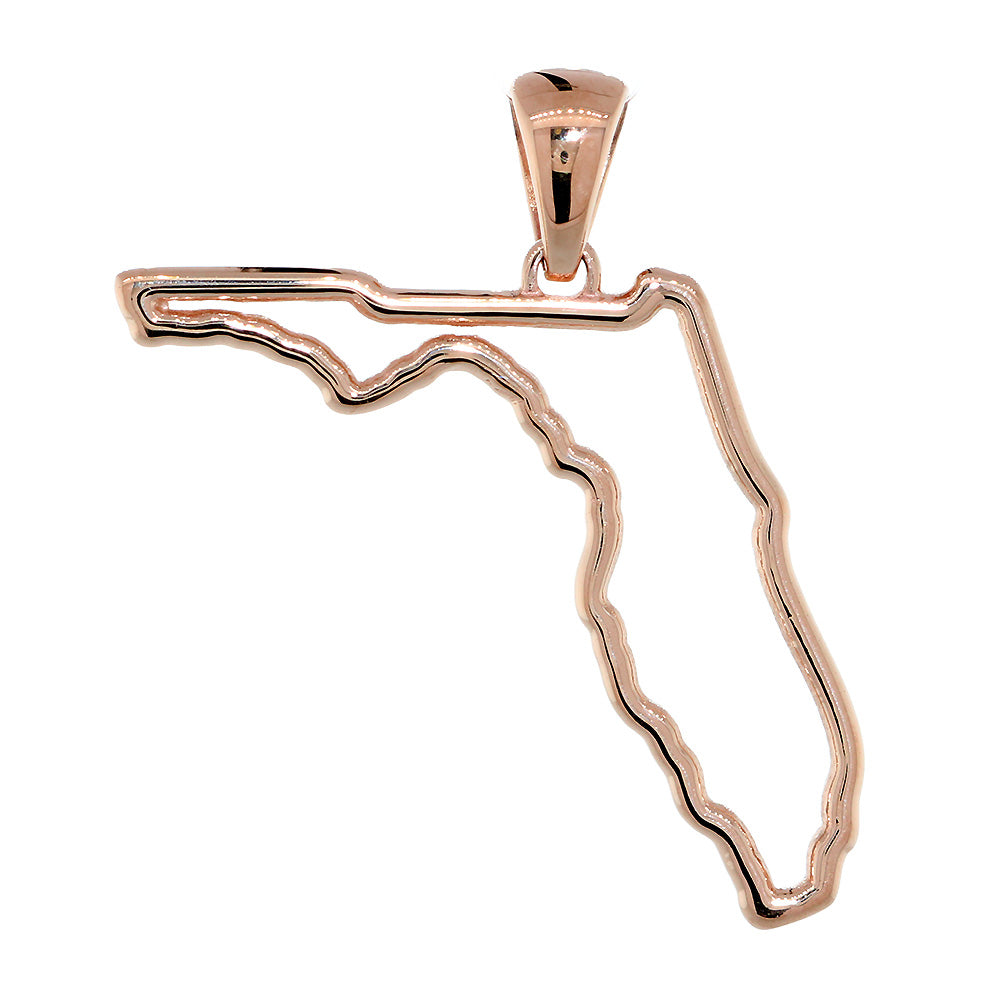 26mm Open State of Florida Charm in 14k Pink, Rose Gold
