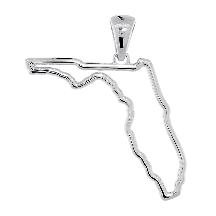 26mm Open State of Florida Charm in 14k White Gold
