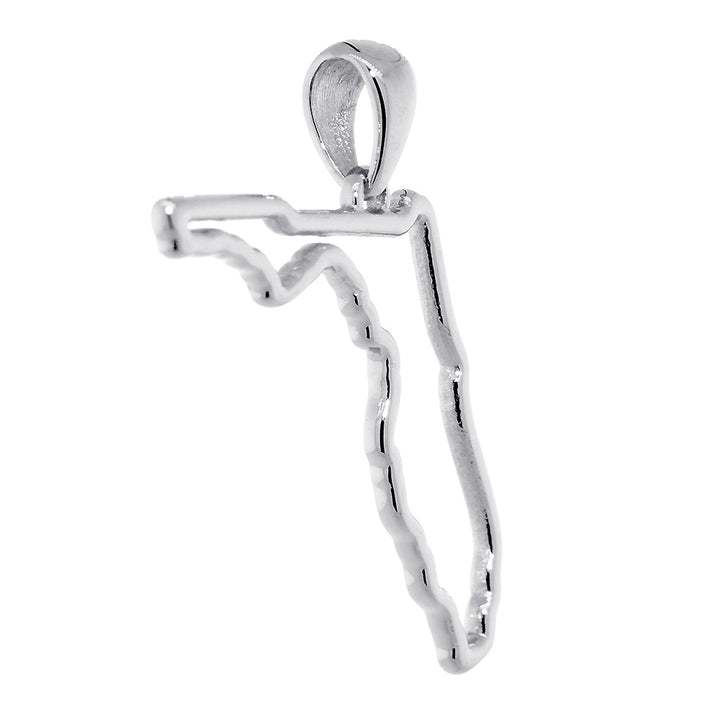 26mm Open State of Florida Charm in 14k White Gold