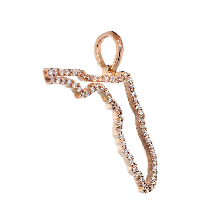 22mm Diamond Open State of Florida Pendant, 0.38CT in 14k Pink, Rose Gold