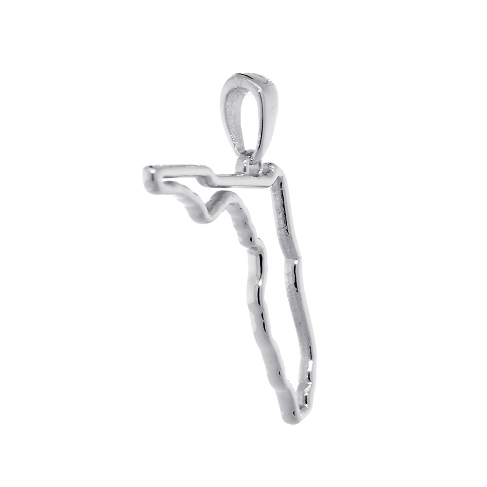 23mm Open State of Florida Charm in 14k White Gold