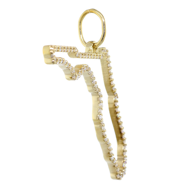 29mm Diamond Open State of Florida Pendant, 0.50CT in 18k Yellow Gold