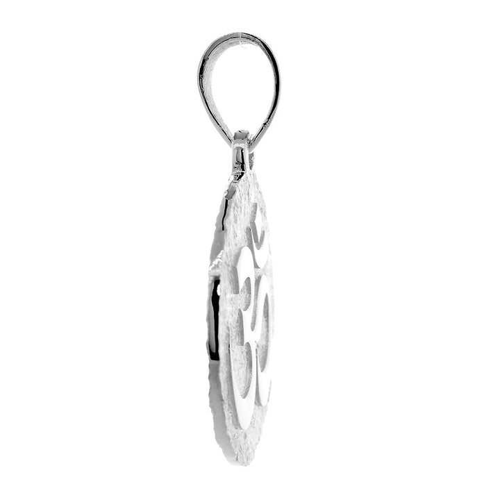 26mm Om, Ohm, Aum and Yin Yang Symbols Charm in Sterling Silver